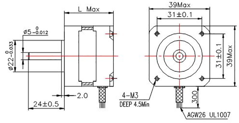 MS39 8405 detail 2phase 1.8° Stepper motor